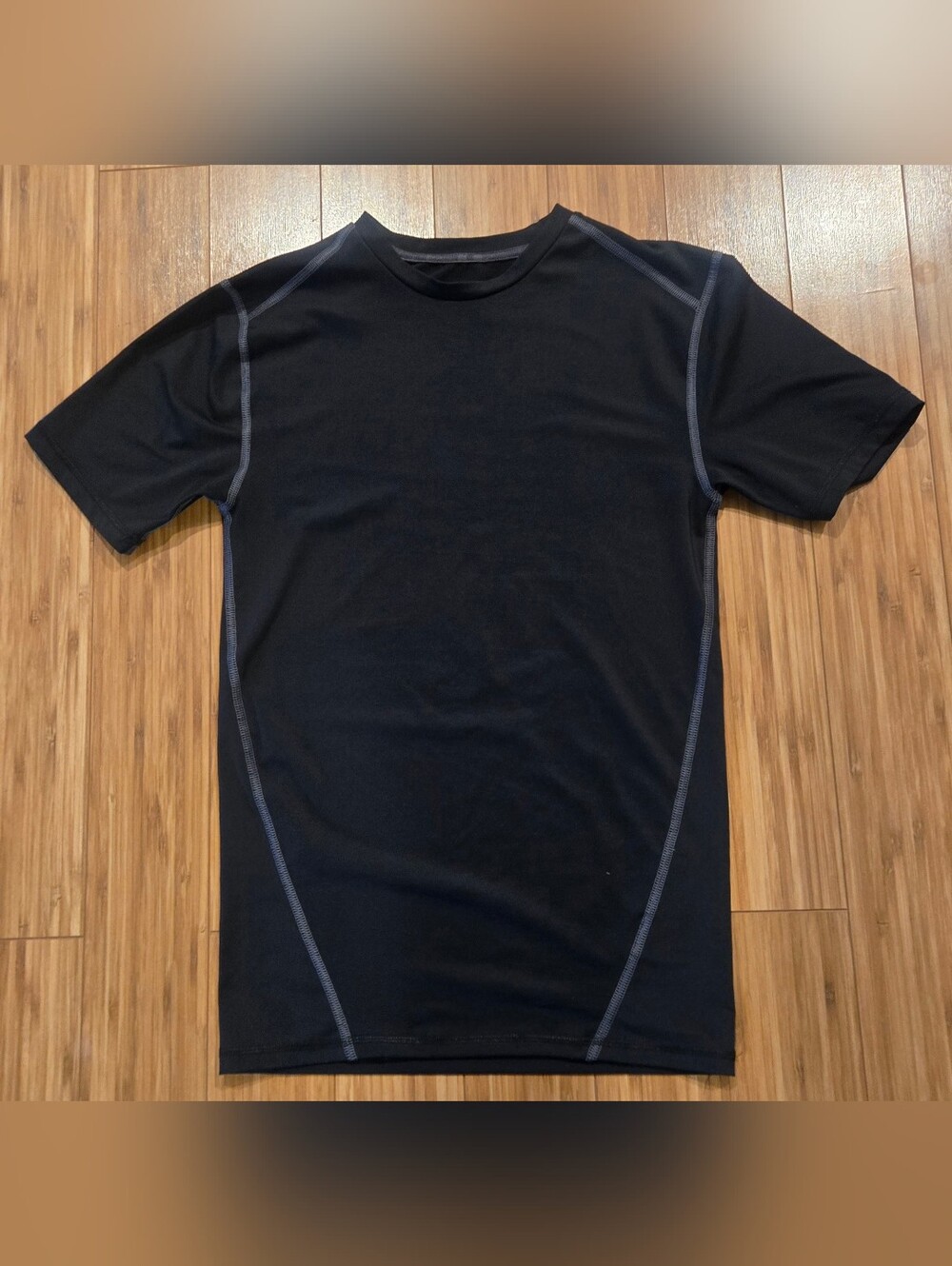 Champion Black Short Sleeve Athletic Tee with Contrast Stitching - Picture 1 of 8
